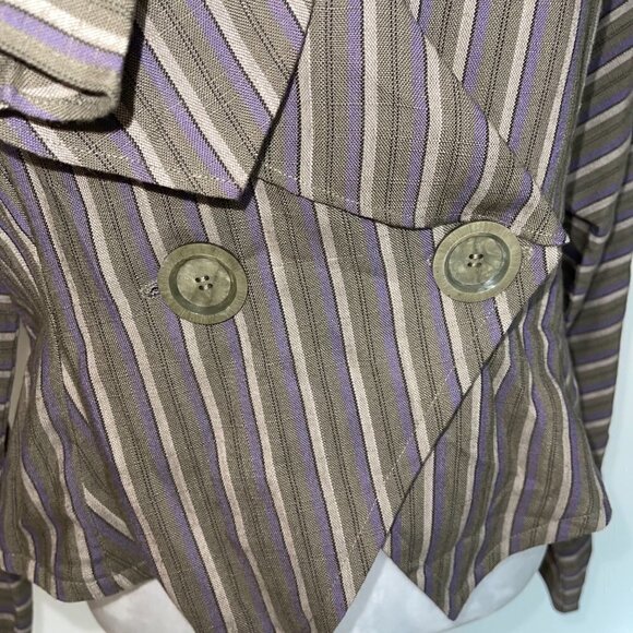 Womens Jacket Size Medium M Vintage Dolman Sleeve Weight Double Button Ruffle - Picture 10 of 14